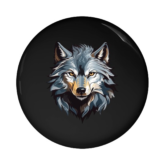 Majestic Wolf Face Illustration Pin Buttons