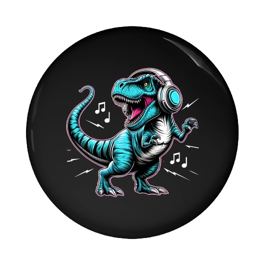 Dancing Tyrannosaurus Rex with Headphone Pin Buttons