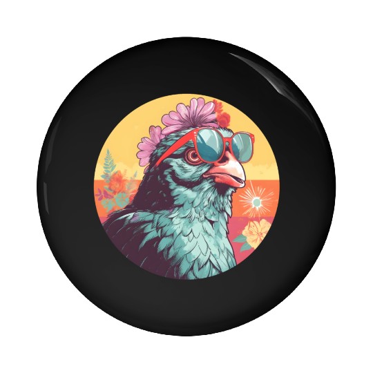 Retro 80s 90s Chicken Lovers Style Pin Buttons