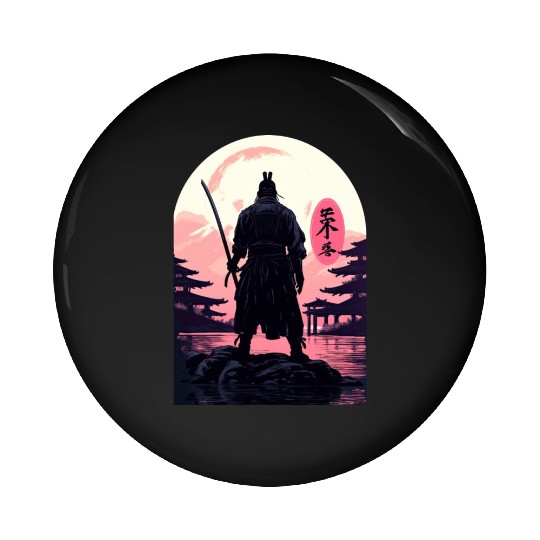 Bushido Code Anime Samurai Japanese Landscape Kanj Pin Buttons
