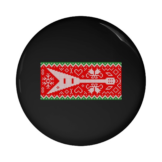Christmas Pattern With Heavy Metal Electric Guitar Pin Buttons