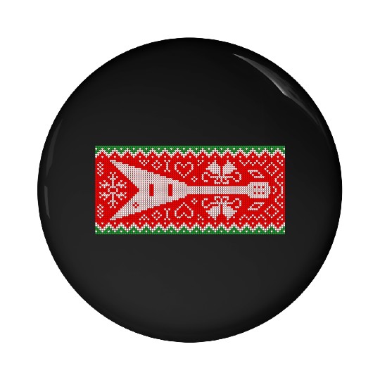 Christmas Pattern With Heavy Metal Electric Guitar Pin Buttons