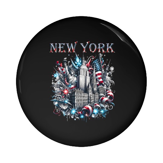New York Christmas Spirit Pin Buttons