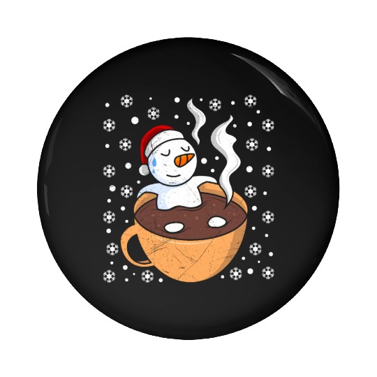 Snowman Hot Cocoa Snowmen Swimming in Hot Pin Buttons