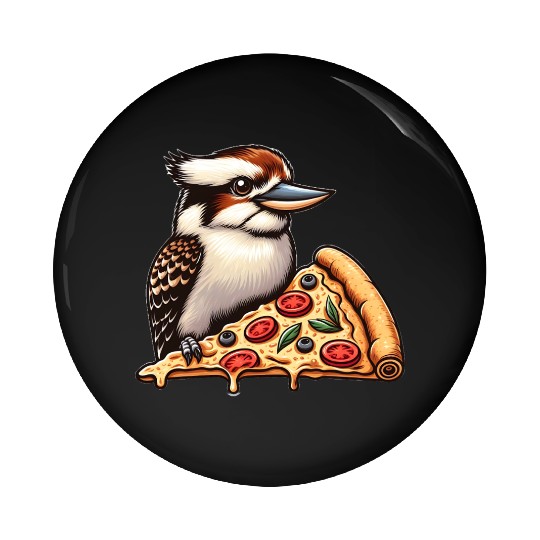 Kookaburra is enjoying a delicious pizza Pin Buttons