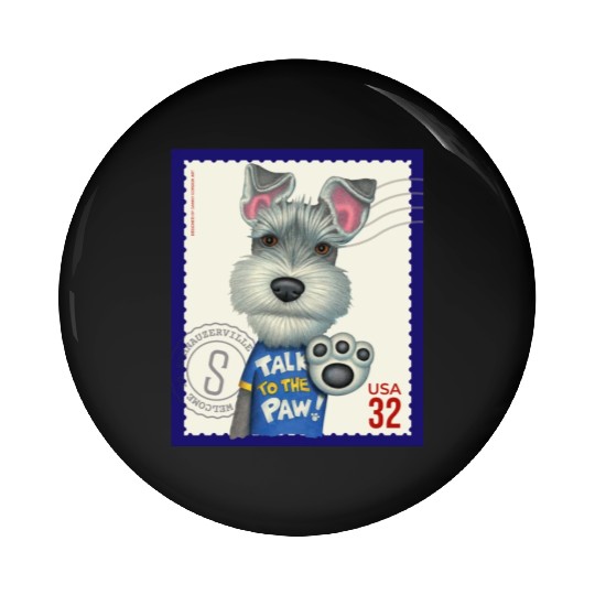 Cute Funny Schnauzer Stamp Pin Buttons