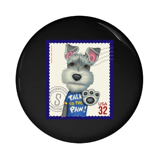 Cute Funny Schnauzer Stamp Pin Buttons