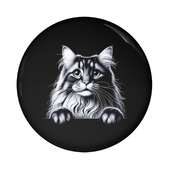 More Treats persian 2- Cute realistic cat drawing Pin Buttons