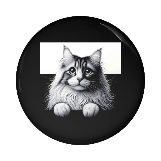 More Treats persian 1- Cute realistic cat drawing Pin Buttons