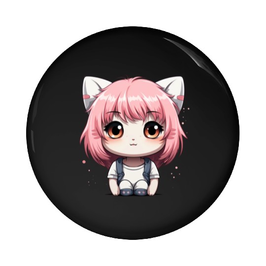 kawaii cat face with cat head Pin Buttons