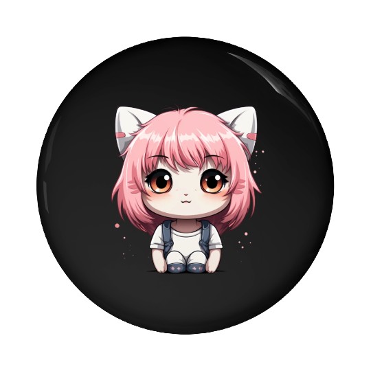 kawaii cat face with cat head Pin Buttons