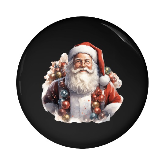 a jolly Santa Claus surround Pin Buttons