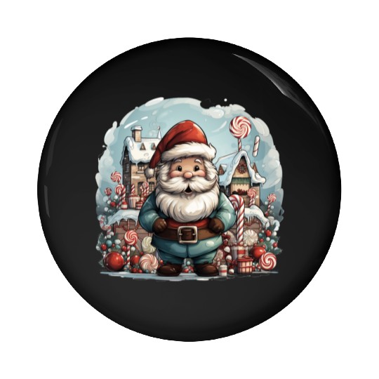 a jolly Santa Claus surround Pin Buttons