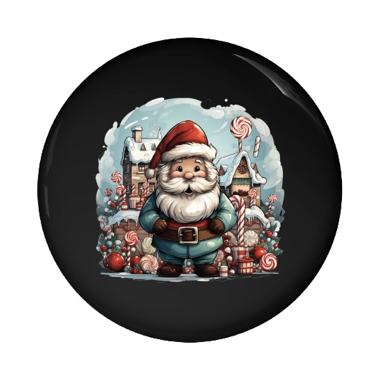 a jolly Santa Claus surround Pin Buttons