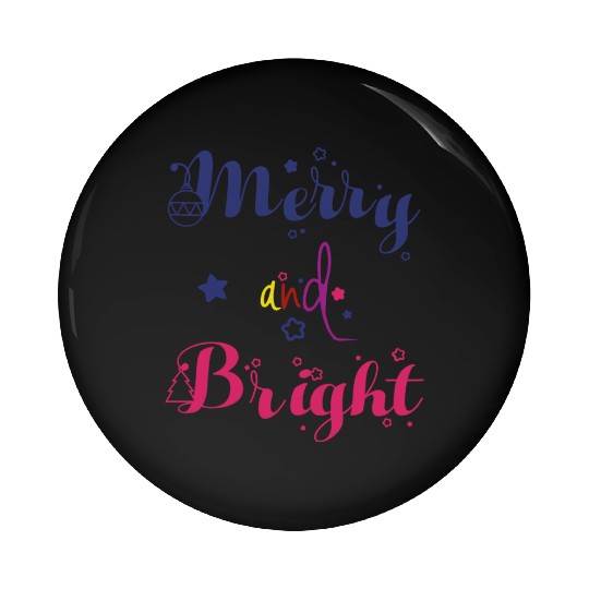 Merry and Bright Christmas Pin Buttons