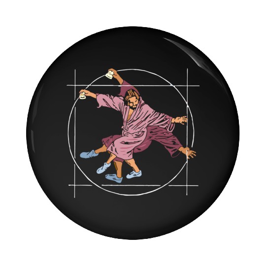 Vitruvian Dude - Big Lebowski Yoga Pose Pin Buttons