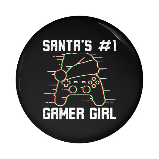 Santa's Number 1 Gamer Girl Christmas Gambling Pin Buttons