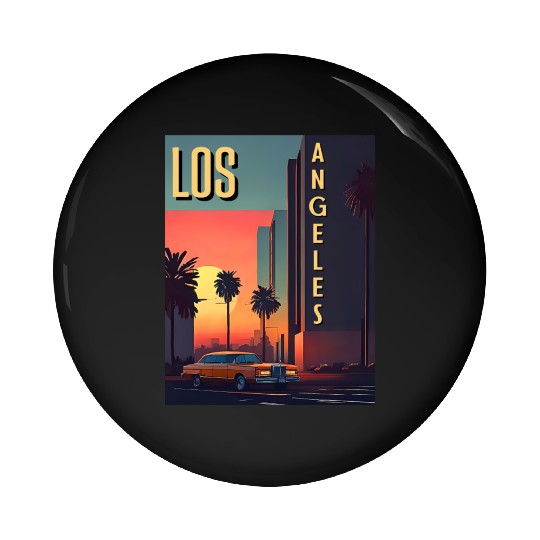 Vintage car in Hollywood Los Angeles Pin Buttons