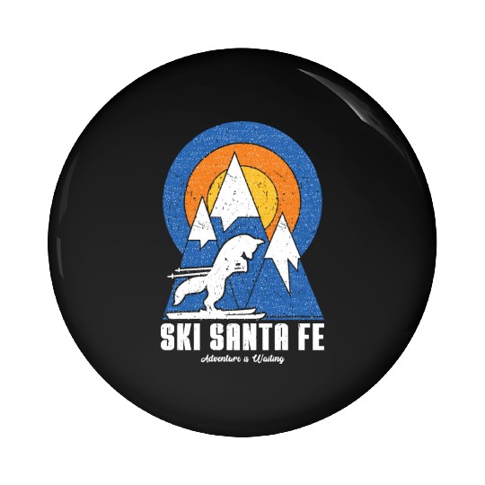 Retro Ski Santa Fe White Fox Pin Buttons