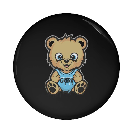 Grrrr cute cartoon baby bear cub Pin Buttons