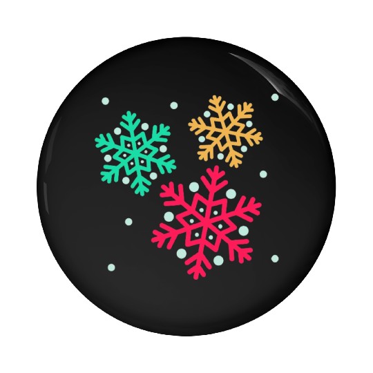 Snowflake, Winter sports Pin Buttons
