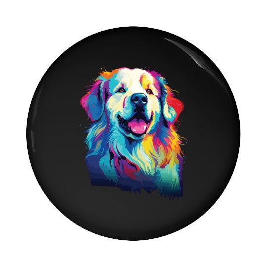 Watercolor Colorful Great Pyrenees Pin Buttons
