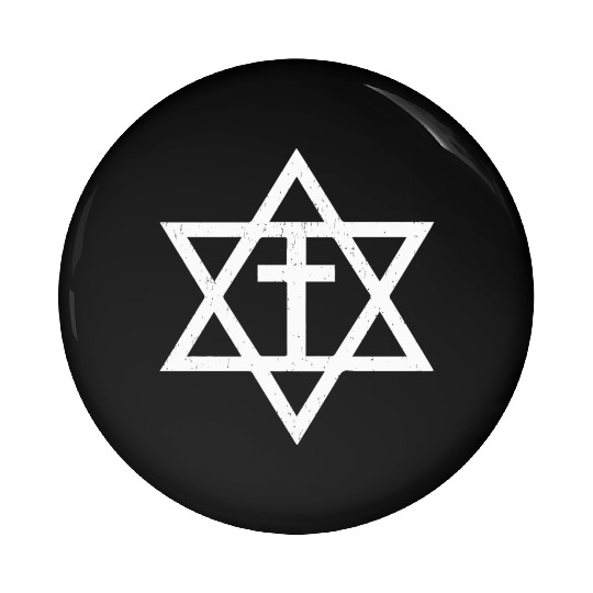 Messianic Cross Star of David Pin Buttons