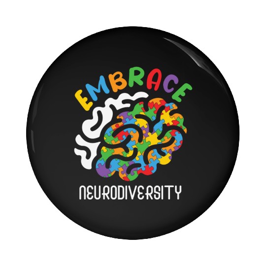 Embrace Neurodiversity Autism Brain Pin Buttons