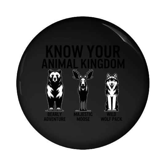 Jungle Pin Buttons, Know Your Animal Kingdom Bear Moose