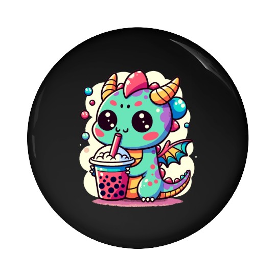 Boba Tea Dragon Kawaii Pin Buttons