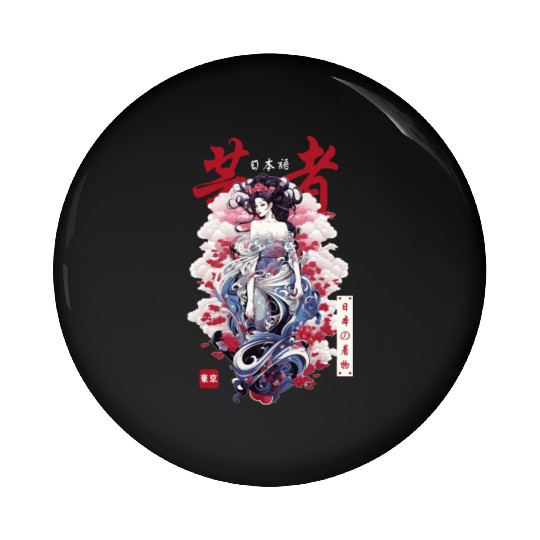 Japanese Streetwear Geisha Japan Kimono Girl Haraj Pin Buttons