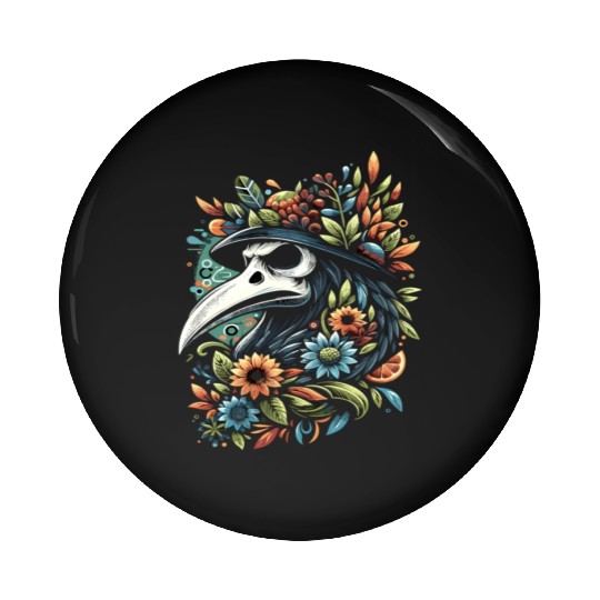 Spooky Halloween Horror Plague Doctor Black Death Pin Buttons