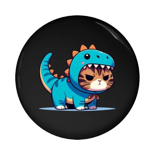 Grumpy Cat in Velociraptor Costume Pin Buttons