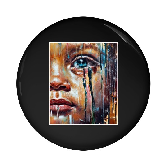 Abstract Sad Girl Unhappy People Sadness Pin Buttons