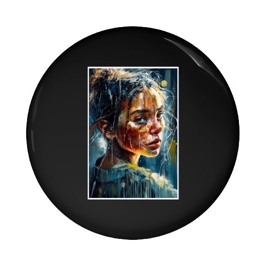 Abstract Sad Girl Unhappy People Sadness Pin Buttons
