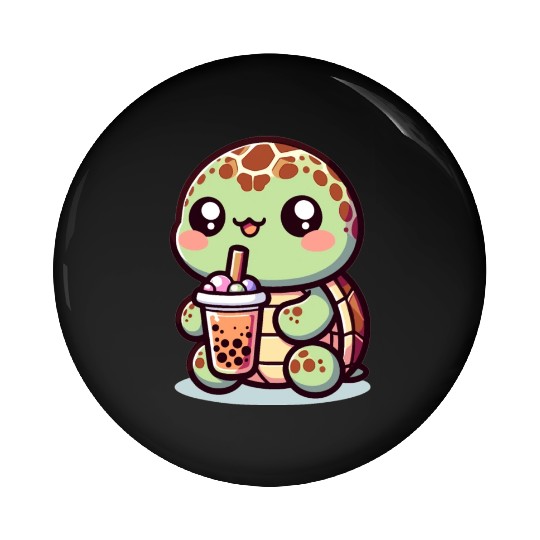 Kawaii Turtle Bubble Tea Lover Cute Sea Turtle Pin Buttons