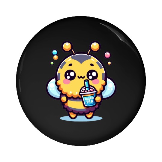 Adorable Kawaii Bee Cute Animal Boba Tea Bubble Pin Buttons