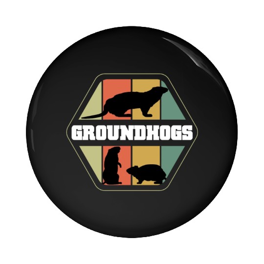 Groundhogs Silhouette Retro Vintage Groundhog Day Pin Buttons