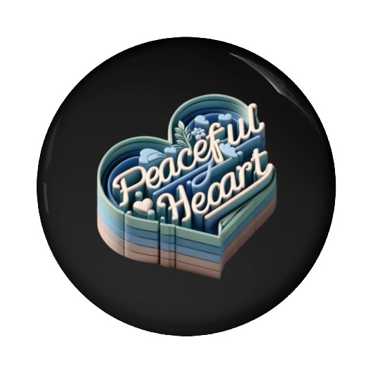 3D Peaceful Heart Typography Design Pin Buttons
