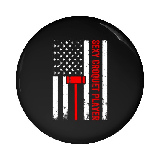 Sexy Croquet Player US Flag Croquet Player Pin Buttons