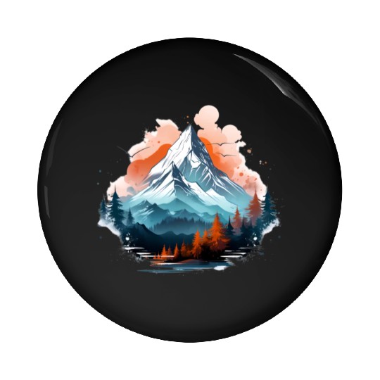 Mountain Landscape Mountains Nature Hiking Pin Buttons