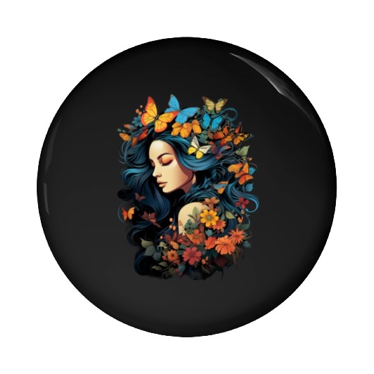 International Womens Day Woman Butterflies Pin Buttons