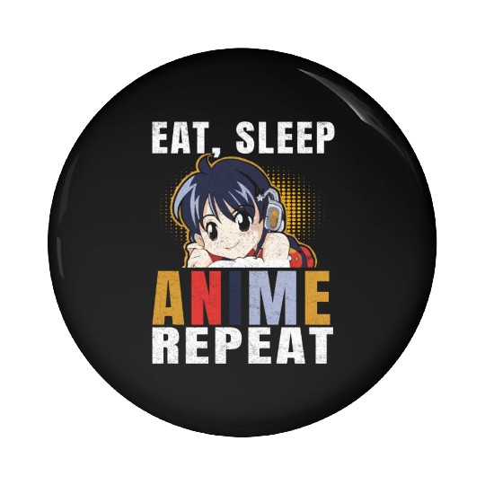 eat Sleep Anime Beautiful cartoon Pin Buttons