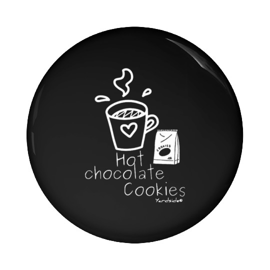 Hot chocolate cookies Yardside font logo white Pin Buttons