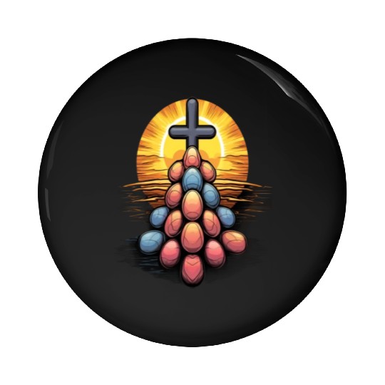 Christian Easter Day Cross Easter Egg Hunt Pin Buttons