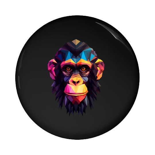 Geometric Style Chimpanzee Pin Buttons