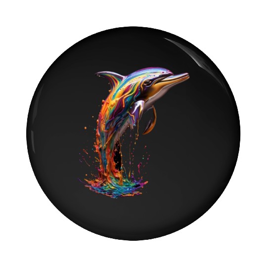 Rainbow Dolphin Pin Buttons
