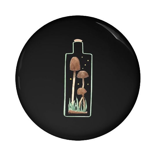 Mushroom and Firefly Terrarium Pin Buttons