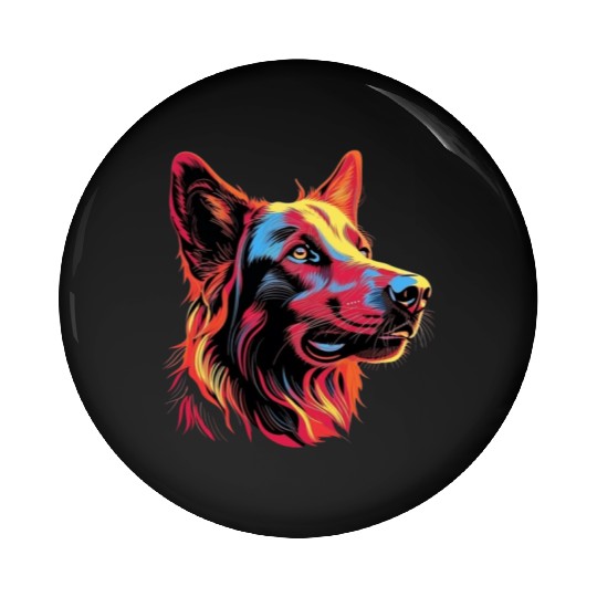 German Shepherd Funny Dog Street Art Comic Pet Pin Buttons