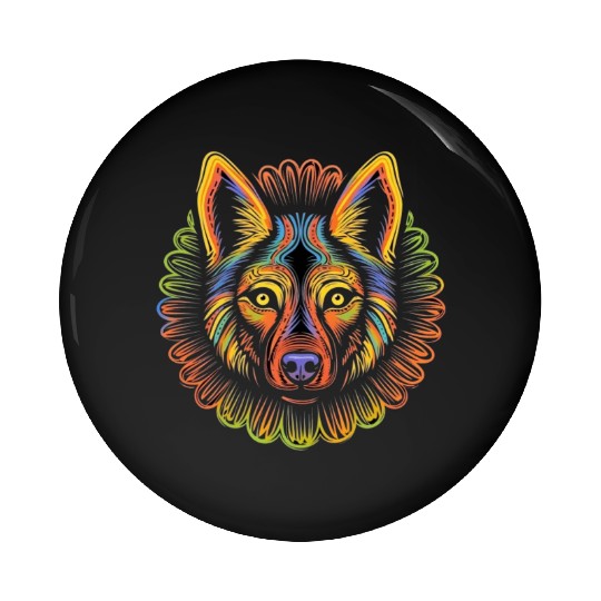 German Shepherd Funny Dog Street Art Comic Pet Pin Buttons